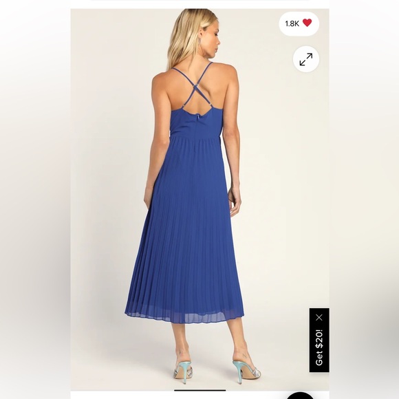 Lulus Blue Pleated Dress - Picture 4 of 4
